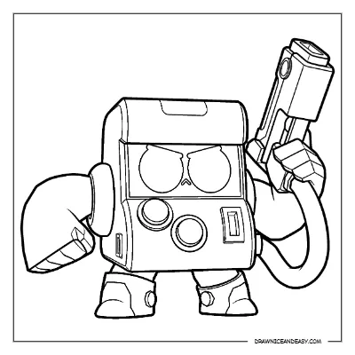 8-Bit Brawl Stars Coloring Pages (Default Skin) Coloring Page – Free PDF coloring page preview
