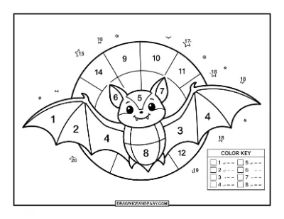 Bat Color by Number Coloring Page coloring page preview