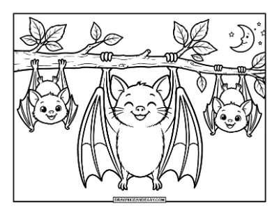 Bat Family Coloring Page coloring page preview