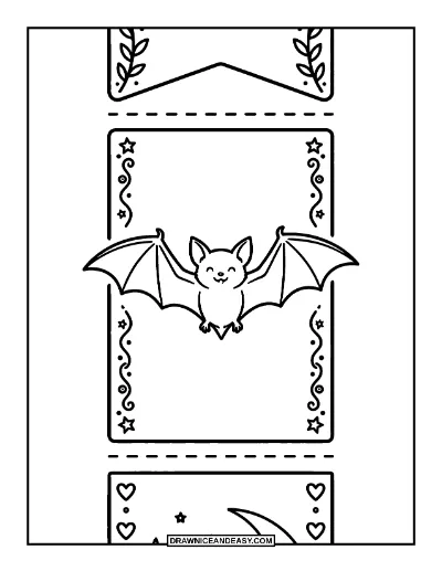 Bat Halloween Bookmarks Coloring Page coloring page preview