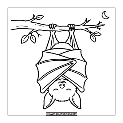 Bat Hanging Upside Down Coloring Page coloring page preview