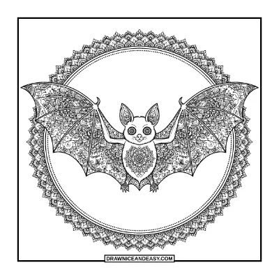 Bat Mandala Coloring Page for Adults coloring page preview