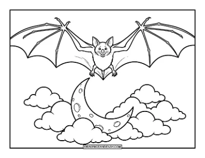 Bat with Spread Wings Coloring Page coloring page preview