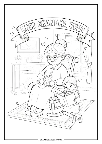 Best Grandma Ever Mother's Day Coloring Page – Free PDF coloring page preview