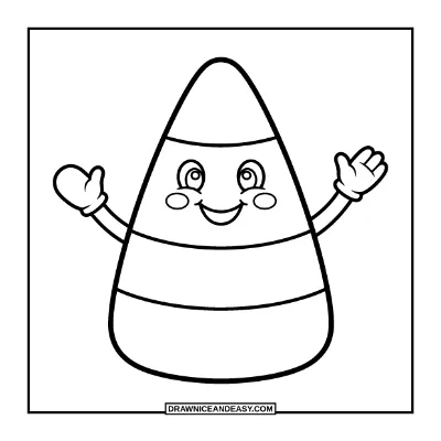 Big Smiling Candy Corn Character coloring page preview