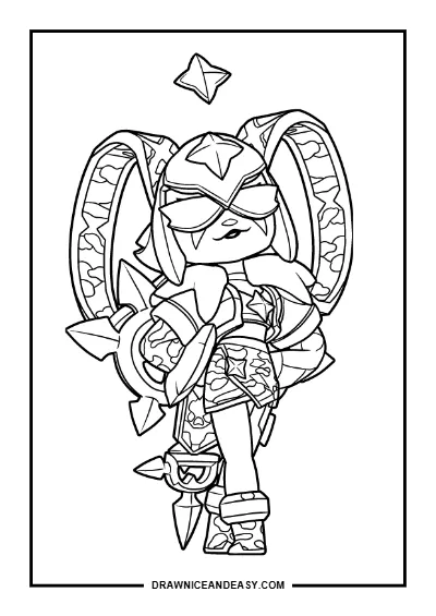 Blackgreen Melodie Brawl Stars Coloring Page – Free PDF coloring page preview
