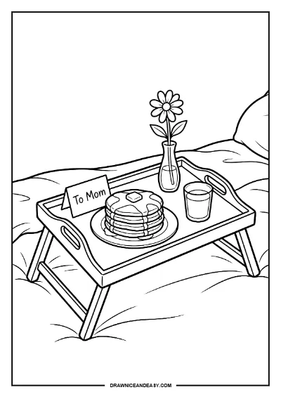 Breakfast Table Mother's Day Coloring Page – Free PDF coloring page preview