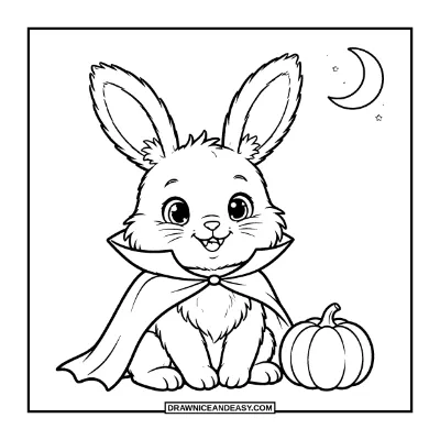 Bunny Dressed as a Vampire Coloring Page coloring page preview
