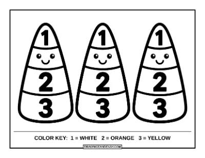 Candy Corn Color by Number Coloring Page coloring page preview