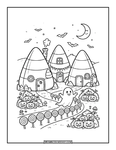 Candy Corn Village Coloring Page coloring page preview