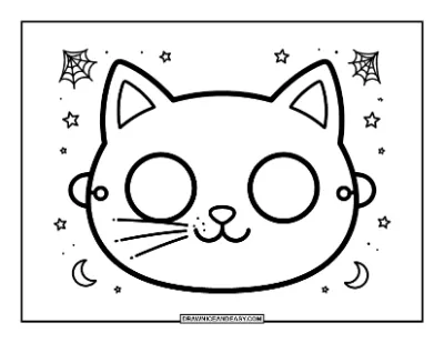 Cat Mask Coloring Page coloring page preview