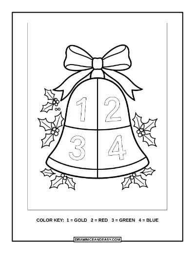 Christmas Bell Color by Number Coloring Page coloring page preview