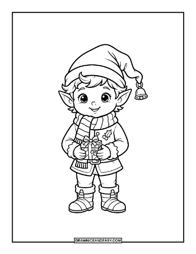 Christmas Elf Coloring Page coloring page preview