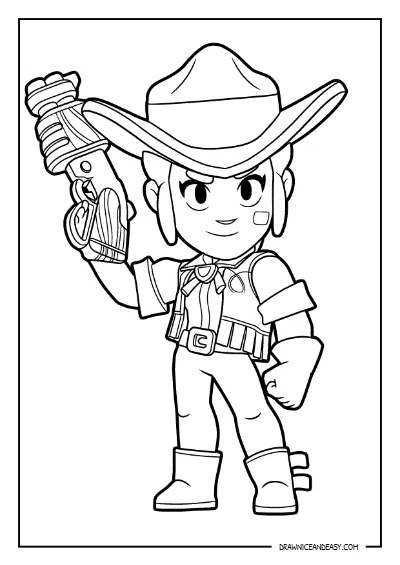 Classic Shelly Brawl Stars Coloring Page – Free PDF coloring page preview