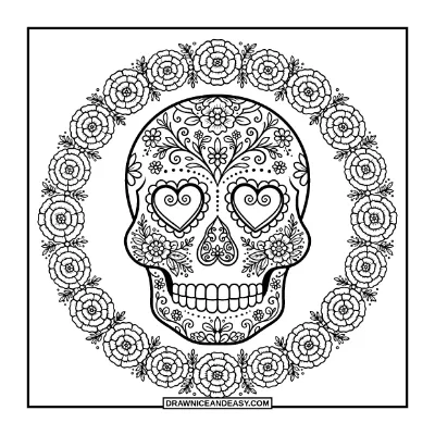 Classic Sugar Skull Coloring Page coloring page preview