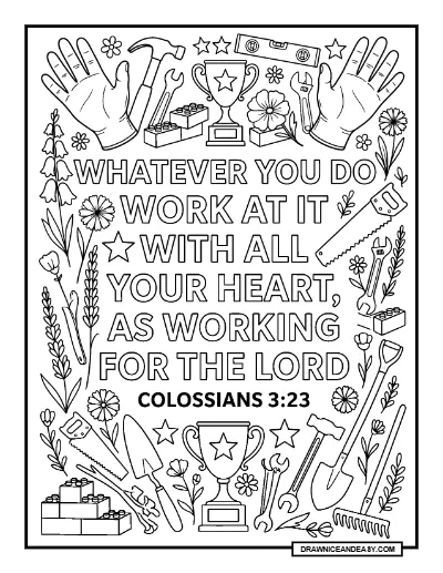 Colossians 3:23 Whatever You Do Bible Verse Coloring Page – Free PDF coloring page preview