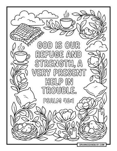 Comfort Bible Verse Coloring Page: Peaceful Scripture Art Coloring Page – Free PDF coloring page preview