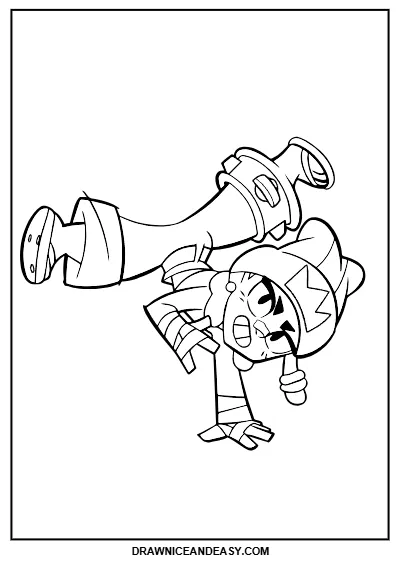 Cool Mina Brawl Stars Coloring Page – Free PDF coloring page preview