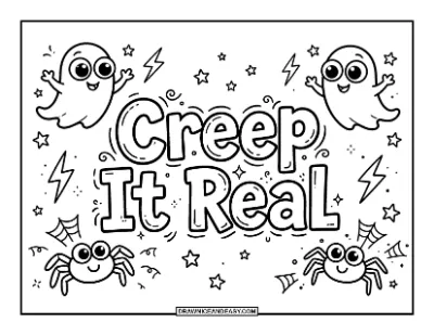 Creep It Real Lettering Coloring Page coloring page preview