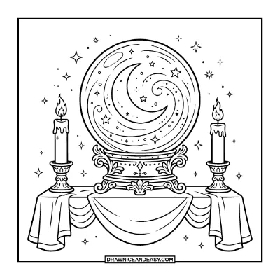 Crystal Ball Coloring Page coloring page preview