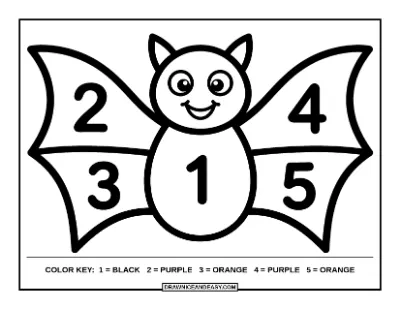Cute Bat Color by Number Coloring Page coloring page preview