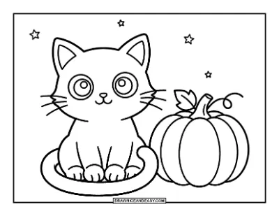 Cute Black Cat Sitting Coloring Page coloring page preview