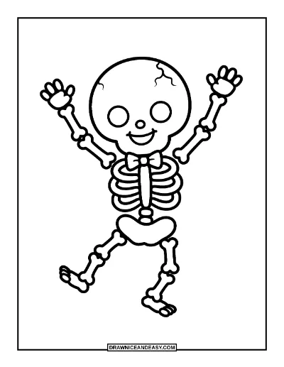 Cute Dancing Skeleton Coloring Page coloring page preview