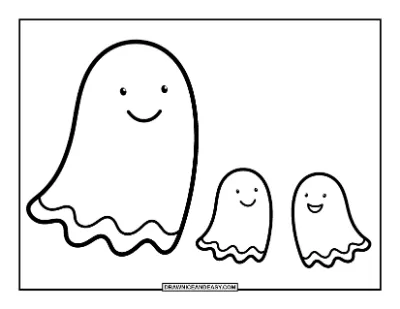 Cute Ghost Family Coloring Page coloring page preview