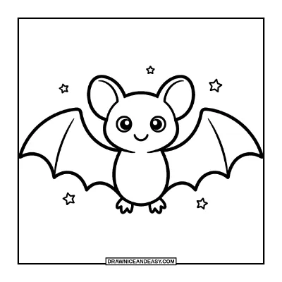 Cute Smiling Bat Coloring Page coloring page preview