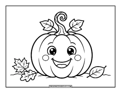 Cute Smiling Pumpkin Coloring Page coloring page preview