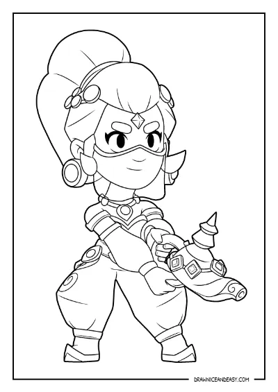Dancer Shelly Brawl Stars Coloring Page – Free PDF coloring page preview