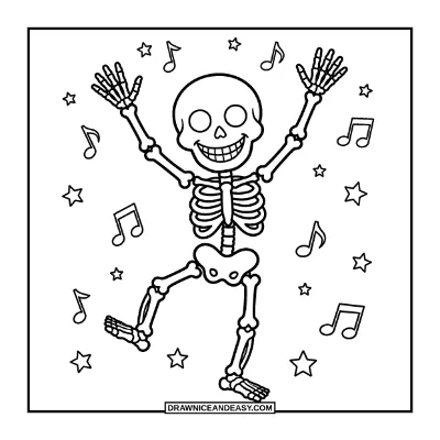 Dancing Skeleton Coloring Page coloring page preview