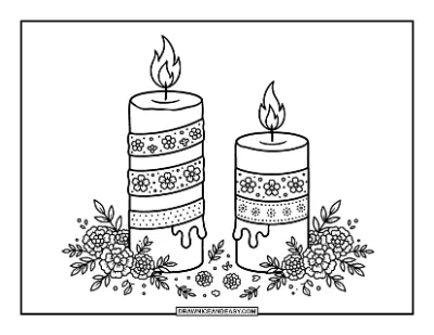 Day of the Dead Altar Candles Coloring Page coloring page preview