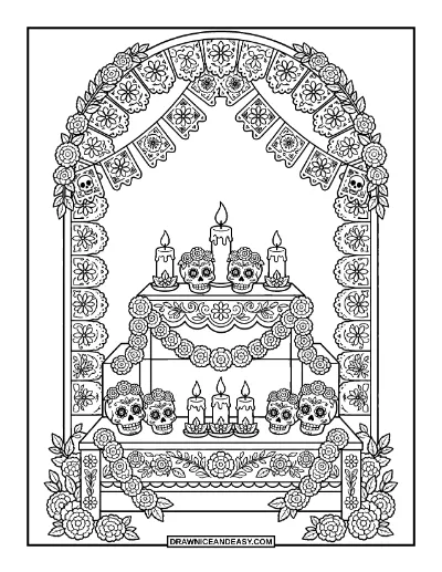 Day of the Dead Ofrenda Coloring Page coloring page preview