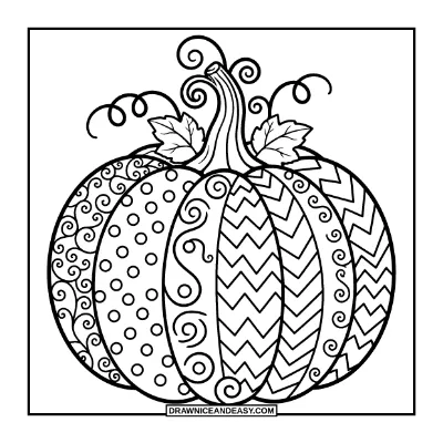 Decorative Patterned Pumpkin Coloring Page coloring page preview