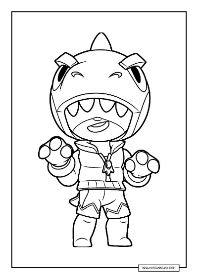 Dino Leon Brawl Stars Coloring Page – Free PDF coloring page preview