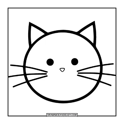 Easy Black Cat Face Coloring Page for Toddlers coloring page preview