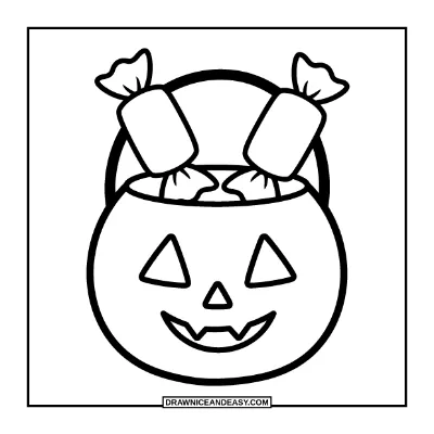 Easy Candy Bucket Coloring Page for Preschoolers coloring page preview