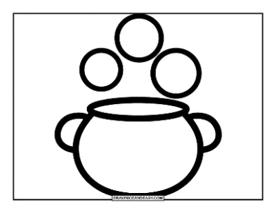 Easy Cauldron Coloring Page for Preschoolers coloring page preview