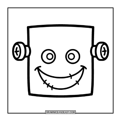Easy Frankenstein Monster Face Coloring Page for Preschoolers coloring page preview