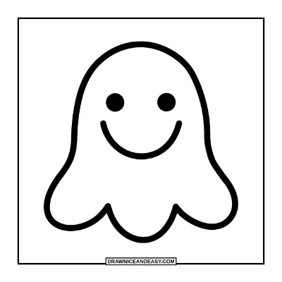 Easy Friendly Ghost Coloring Page for Toddlers coloring page preview