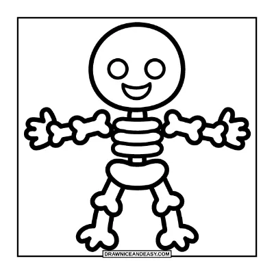 Easy Friendly Skeleton Coloring Page for Preschoolers coloring page preview