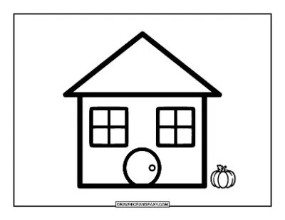 Easy Haunted House Coloring Page for Preschoolers coloring page preview