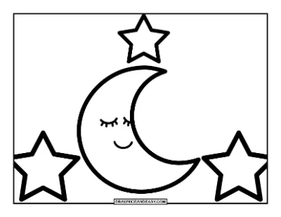 Easy Moon and Stars Coloring Page for Toddlers coloring page preview