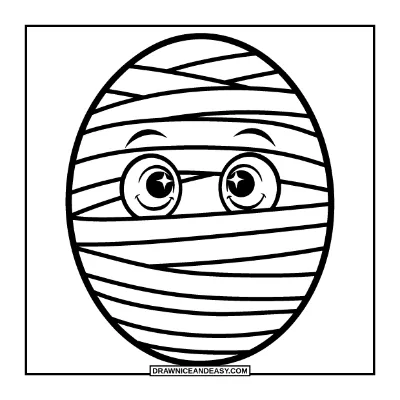 Easy Mummy Face Coloring Page for Toddlers coloring page preview