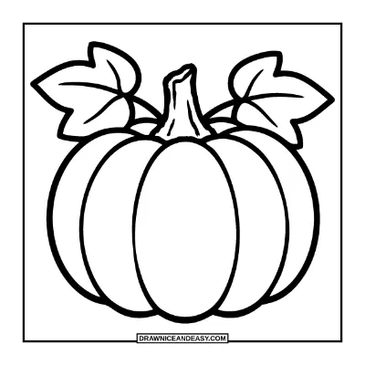 Easy Pumpkin with Leaves Coloring Page for Toddlers coloring page preview