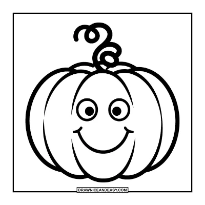Easy Smiling Pumpkin Coloring Page for Toddlers coloring page preview