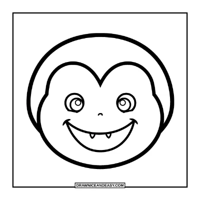 Easy Vampire Face Coloring Page for Preschoolers coloring page preview