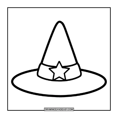 Easy Witch Hat Coloring Page for Preschoolers coloring page preview