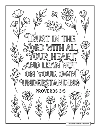 Elegant Typography Bible Verse Scripture Coloring Page – Free PDF coloring page preview